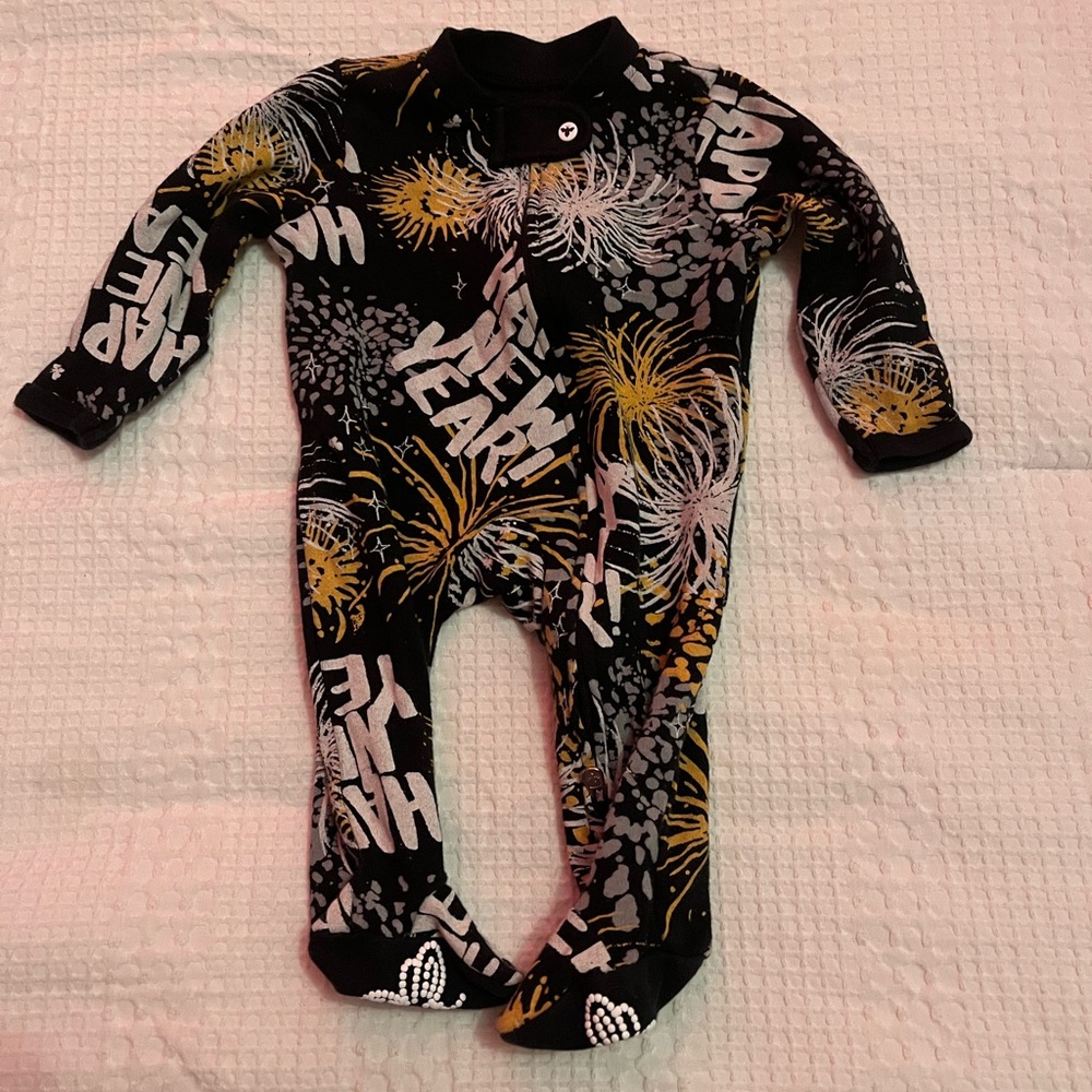 Festive Black and Gold Kids Footie Pajamas